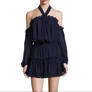 MISA Los Angeles Navy Popover Mini Blouson Dress